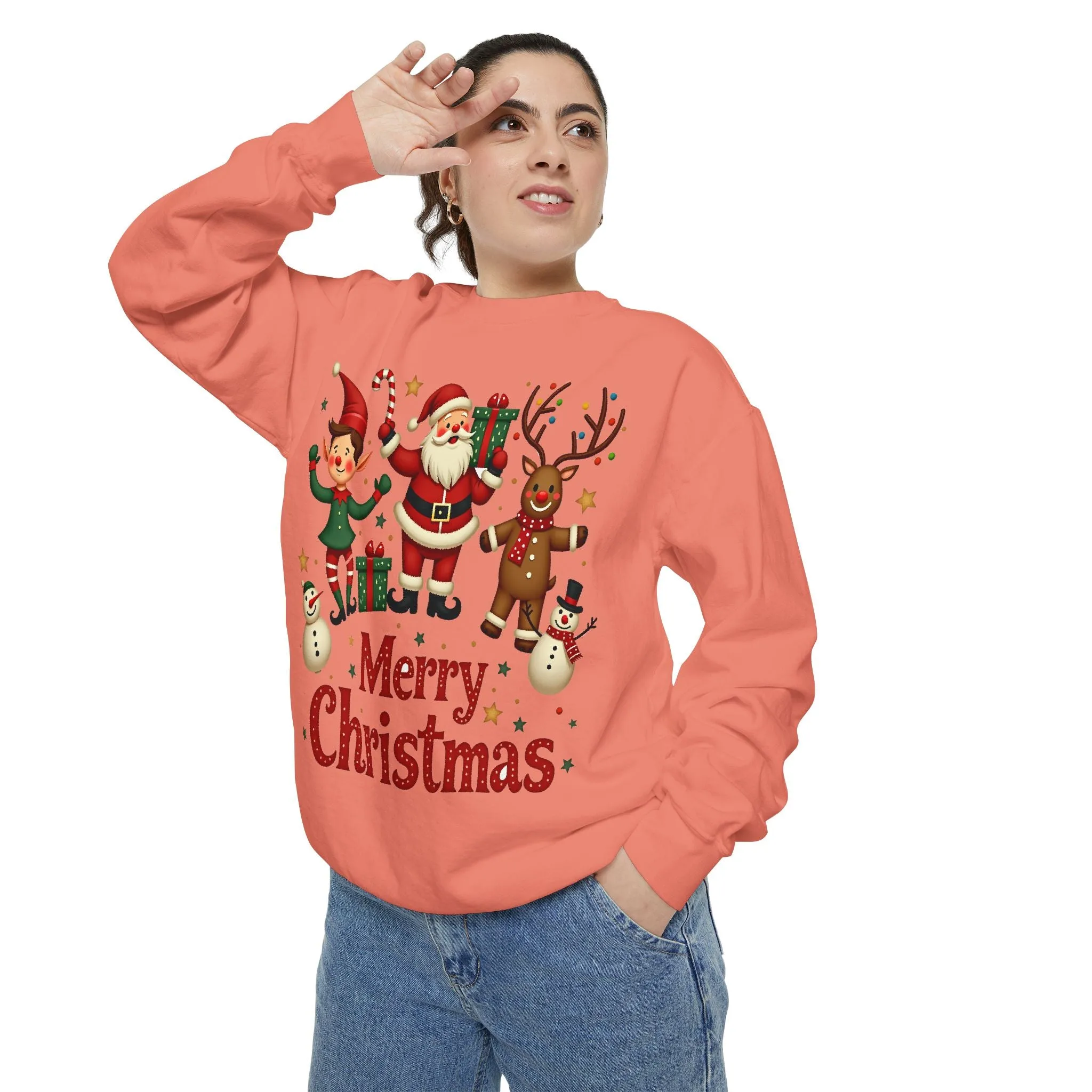 Funny Christmas Unisex Garment-Dyed Sweatshirt | Festive Holiday Apparel  Christmas Friend Sweatshirt, Retro Holiday Crewneck Elf Tee