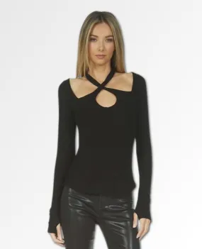 Gael Keyhole Cutout Top Black