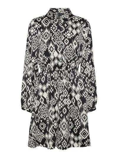 Gema Black Ikat Print Shirt Dress