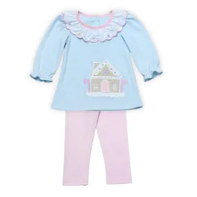 Gingerbread Legging Set- Light Blue