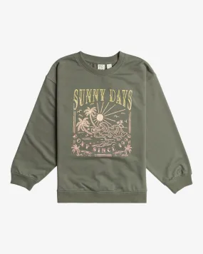 Girls Morning Hike B Sweatshirt in Agave Green