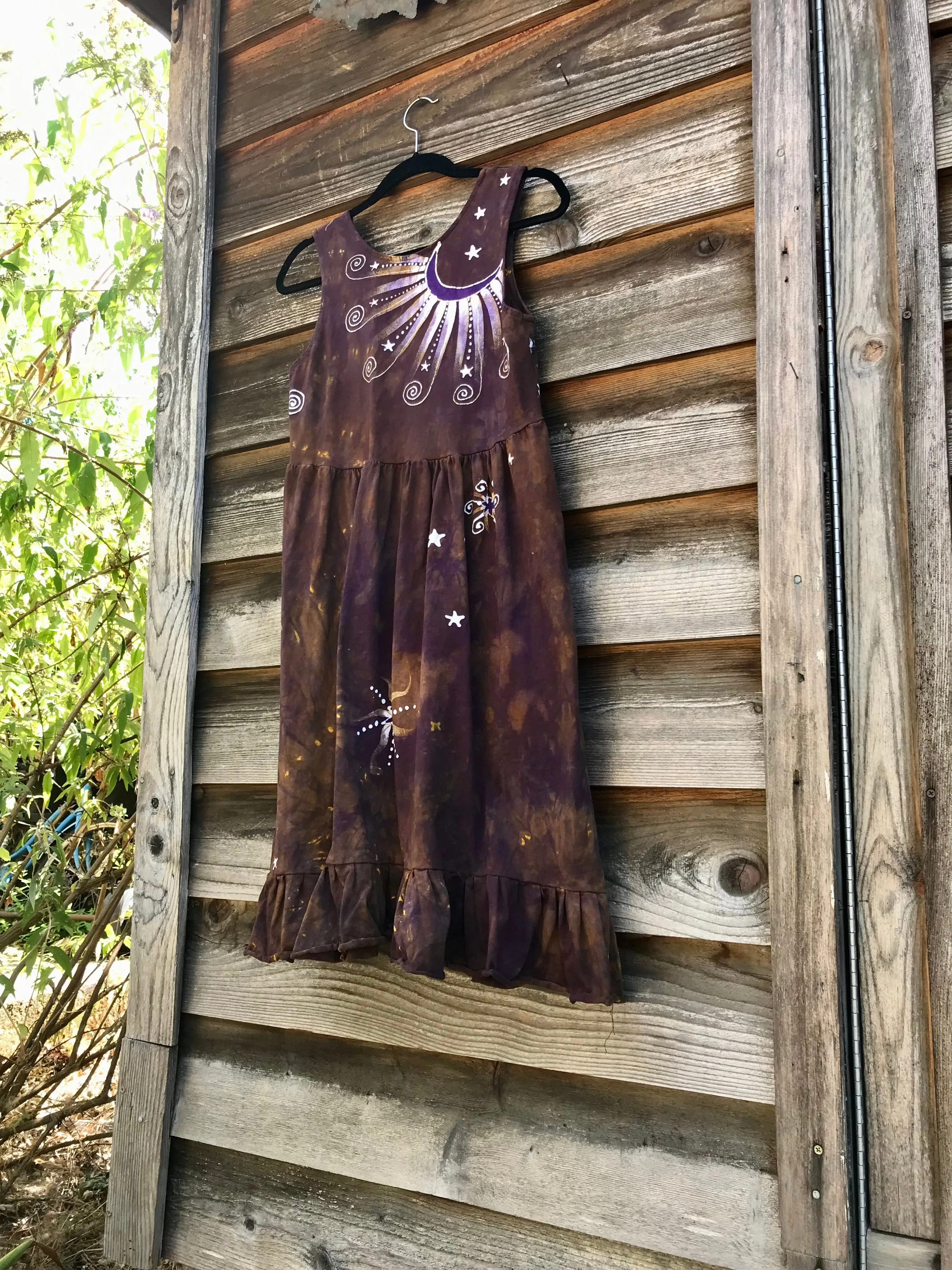 Golden Sun Purple Forest Farmer's Market Pocket Dress - Size Small