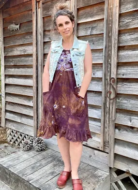 Golden Sun Purple Forest Farmer's Market Pocket Dress - Size Small