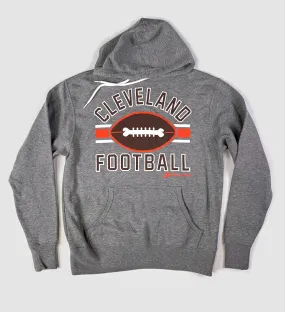 Grey Cleveland Football Stripes Hooded Sweatshirt