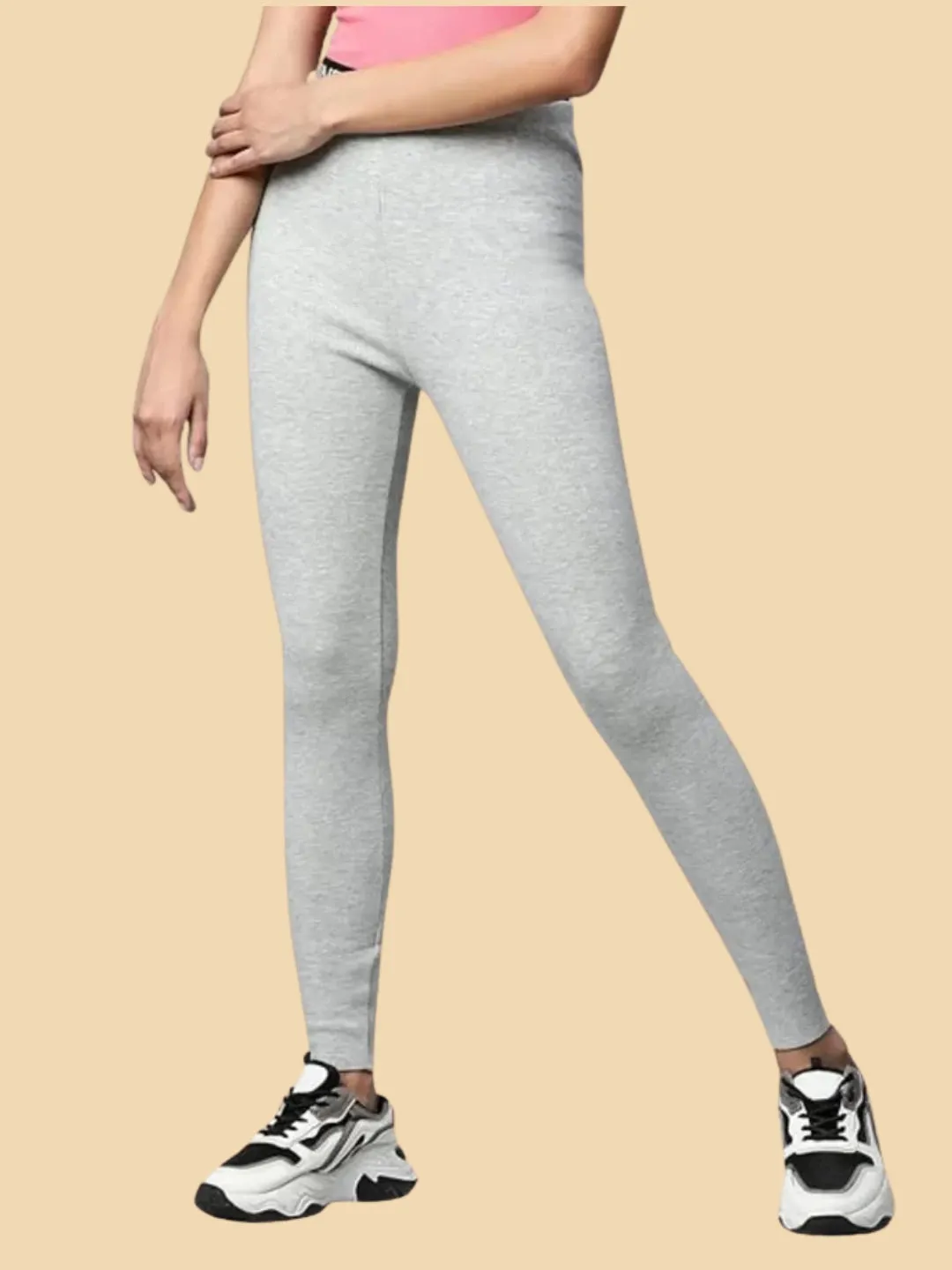 Grey Slim Fit Stretchable Fleece Legging for Winter