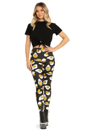 Gudetama Black High Waisted Matte Finish Leggings