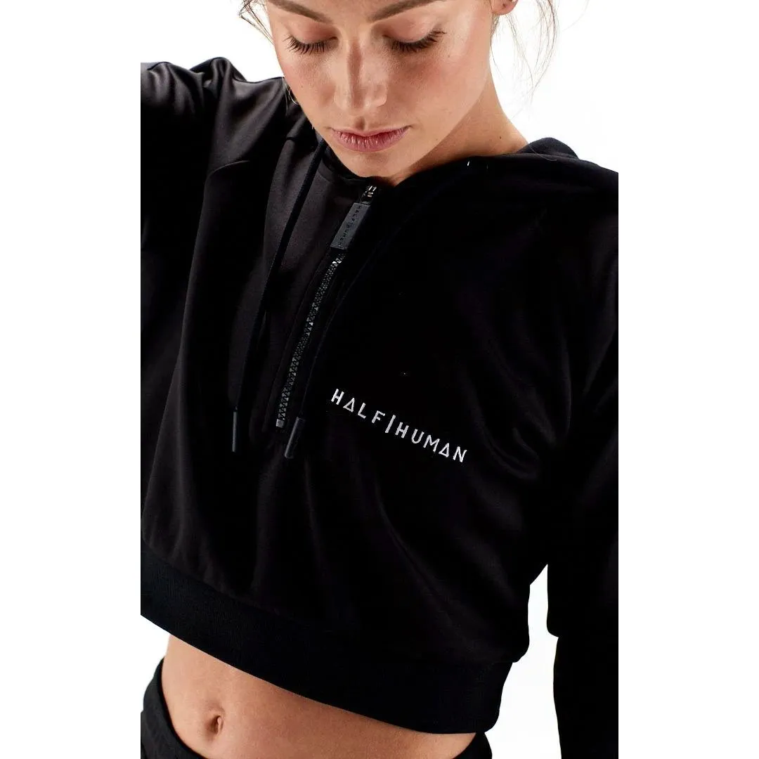 Half Human Ladies Cropped Poly Tracksuit Hoodie