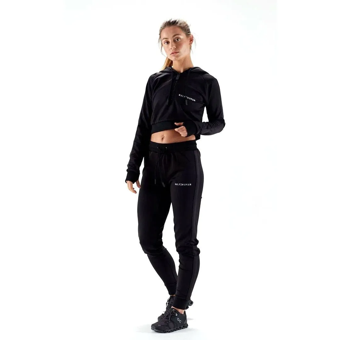 Half Human Ladies Cropped Poly Tracksuit Hoodie