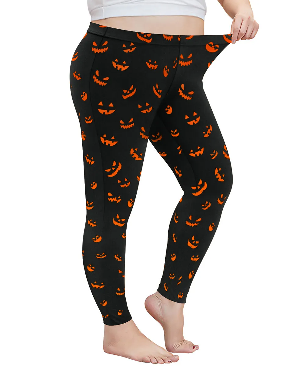 Halloween Pumpkin Printed Rise Waist Skinny Legging