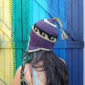 Hand Knitted Woolen Beanies with Tassels Unisex Funky Hippie Hats