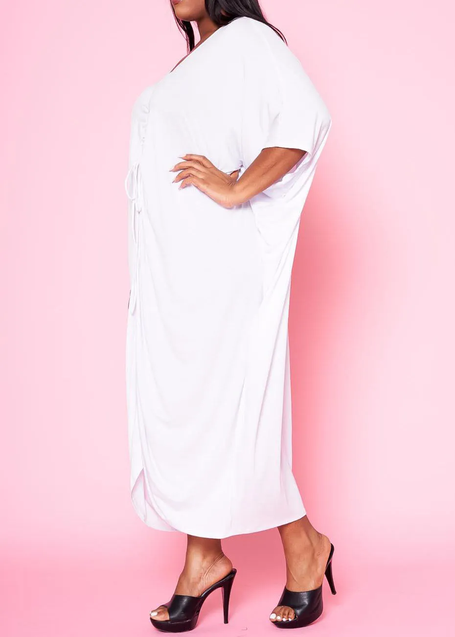 Hi Curvy Plus Size Women Ruched Dolman Sleeve Maxi Dress