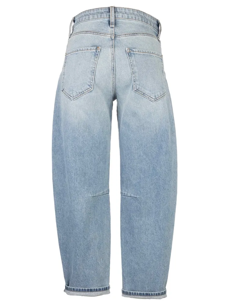 High Rise Slouchy Barell Straight Leg Denim