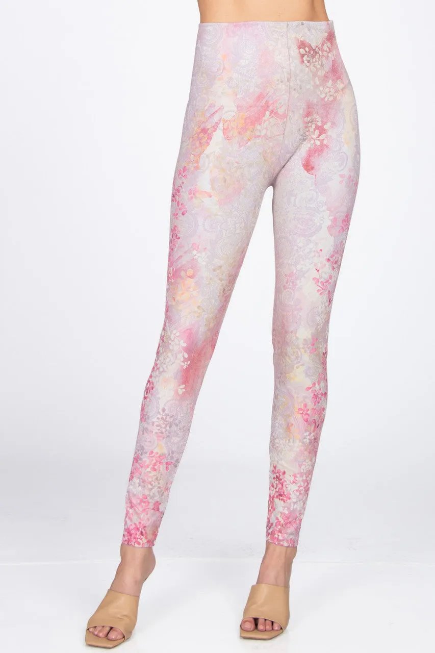 High Waist Paisley Watercolor Botanical Crop Legging