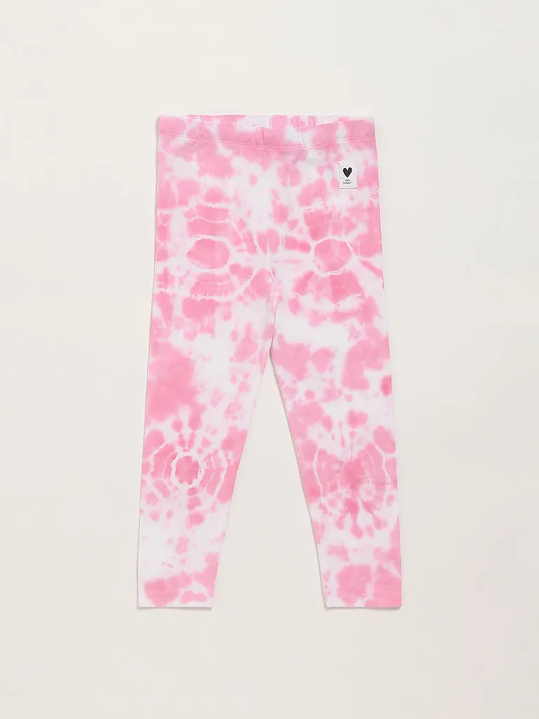 HOP Kids Pink & White Giraffe Print Leggings