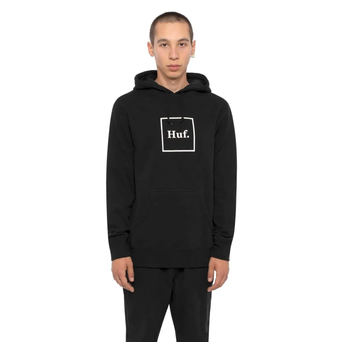 HUF ESSENTIALS BOX LOGO P/O HOODIE // BLACK