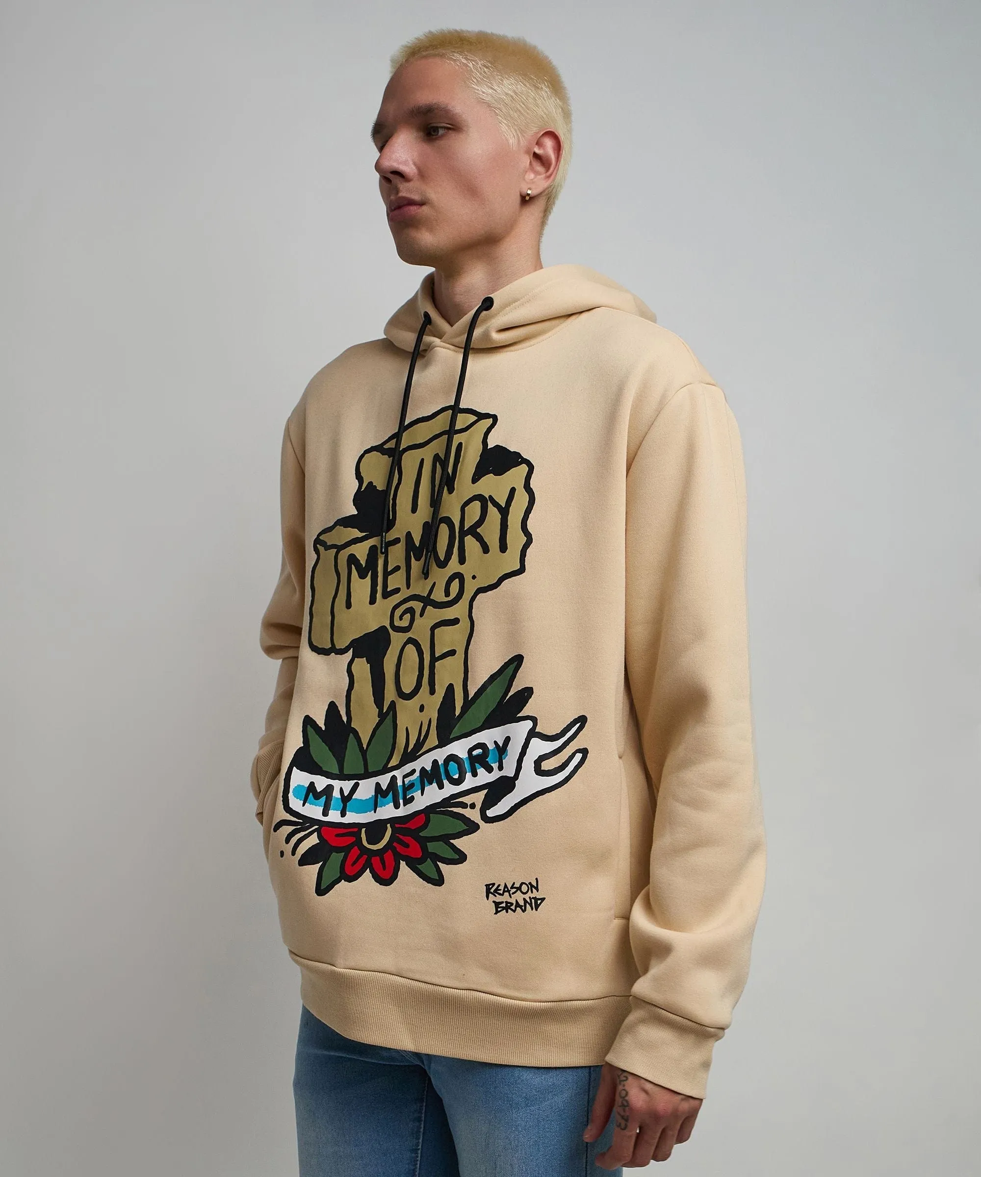 In Memory Of Graphic Print Hoodie - Khaki