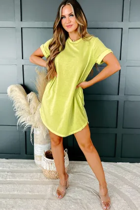 It's All Love French Terry T-Shirt Dress (Neon Yellow)