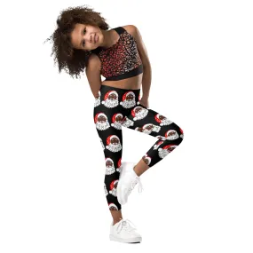 Kid's Leggings African American Santa Black