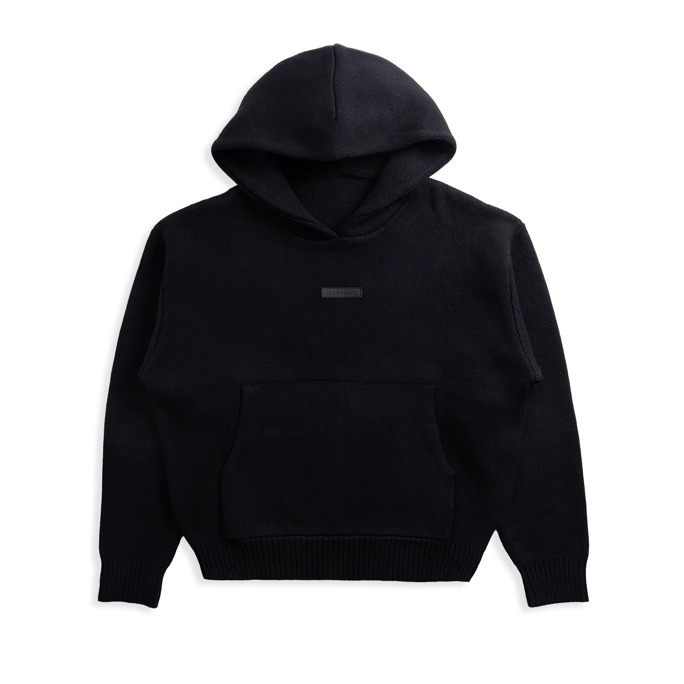 Knitted Pullover Hoodie (Black)