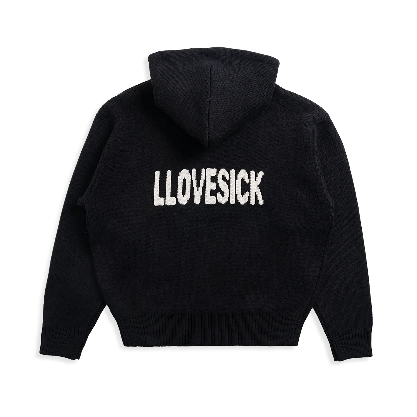 Knitted Pullover Hoodie (Black)