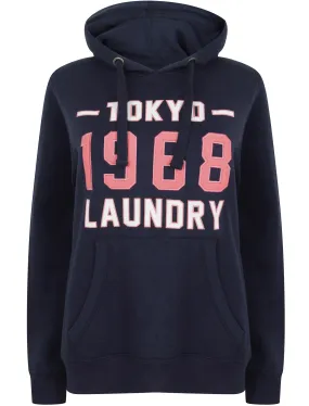 Kodiak Applique Motif Pullover Hoodie In Patriot Blue - Tokyo Laundry