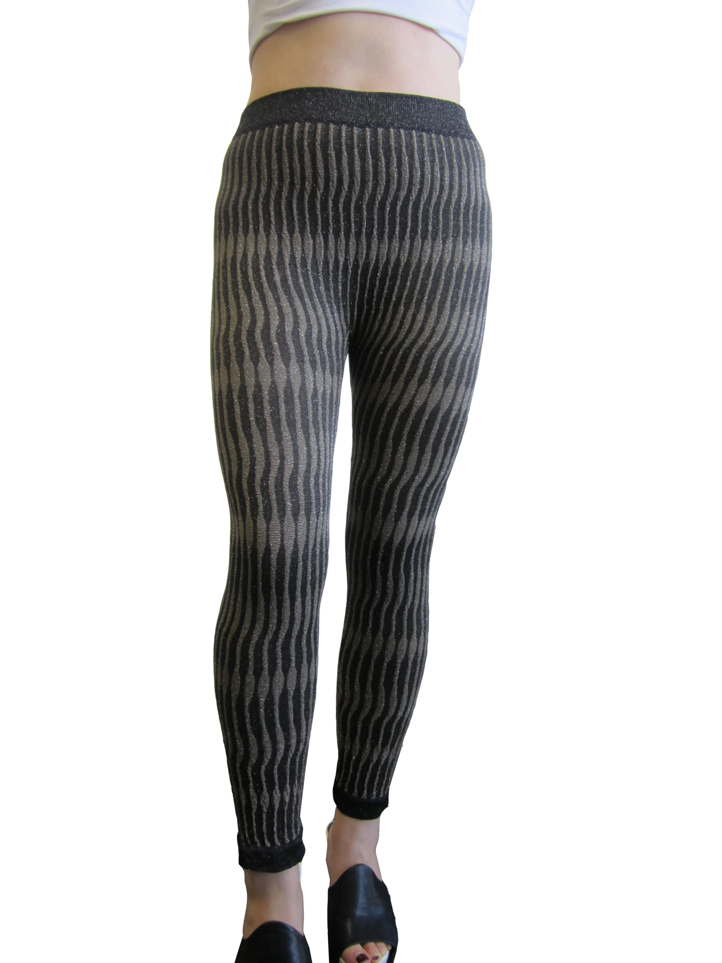 Leggings in Stripe Lurex  (A08B127)