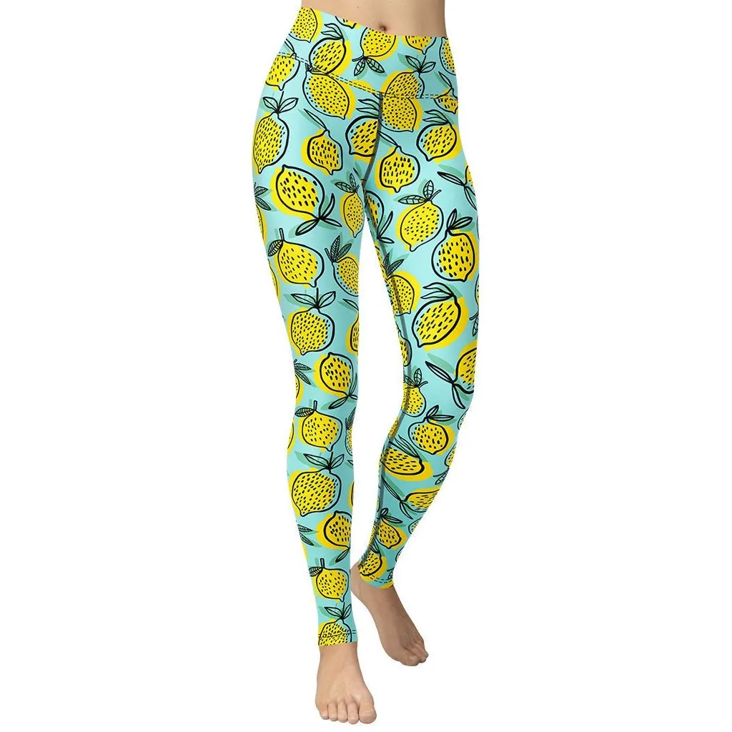 Lemon Pattern Yoga Leggings