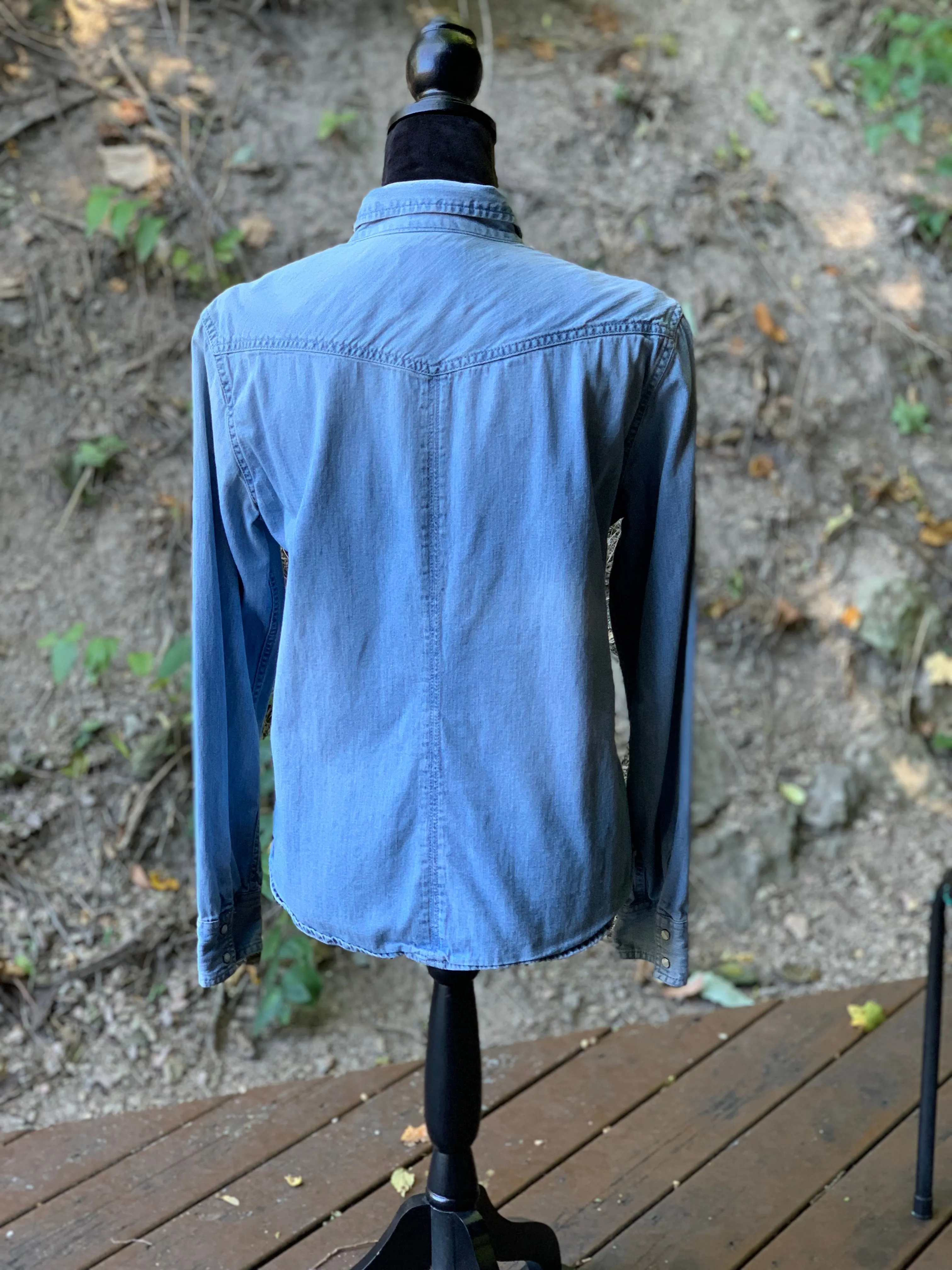 Light Denim Shirt with Pearl Snaps