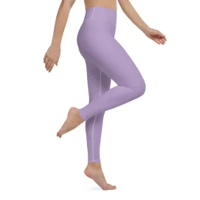 Light Purple Women's Yoga Leggings, Best Pale Purple Long Gym Tights-Made in US/EU/MX