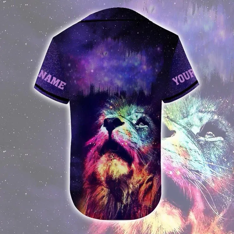 Lion Colorful Baseball Jersey - Jesus Is My Savior Custom Baseball Jersey For Men Women