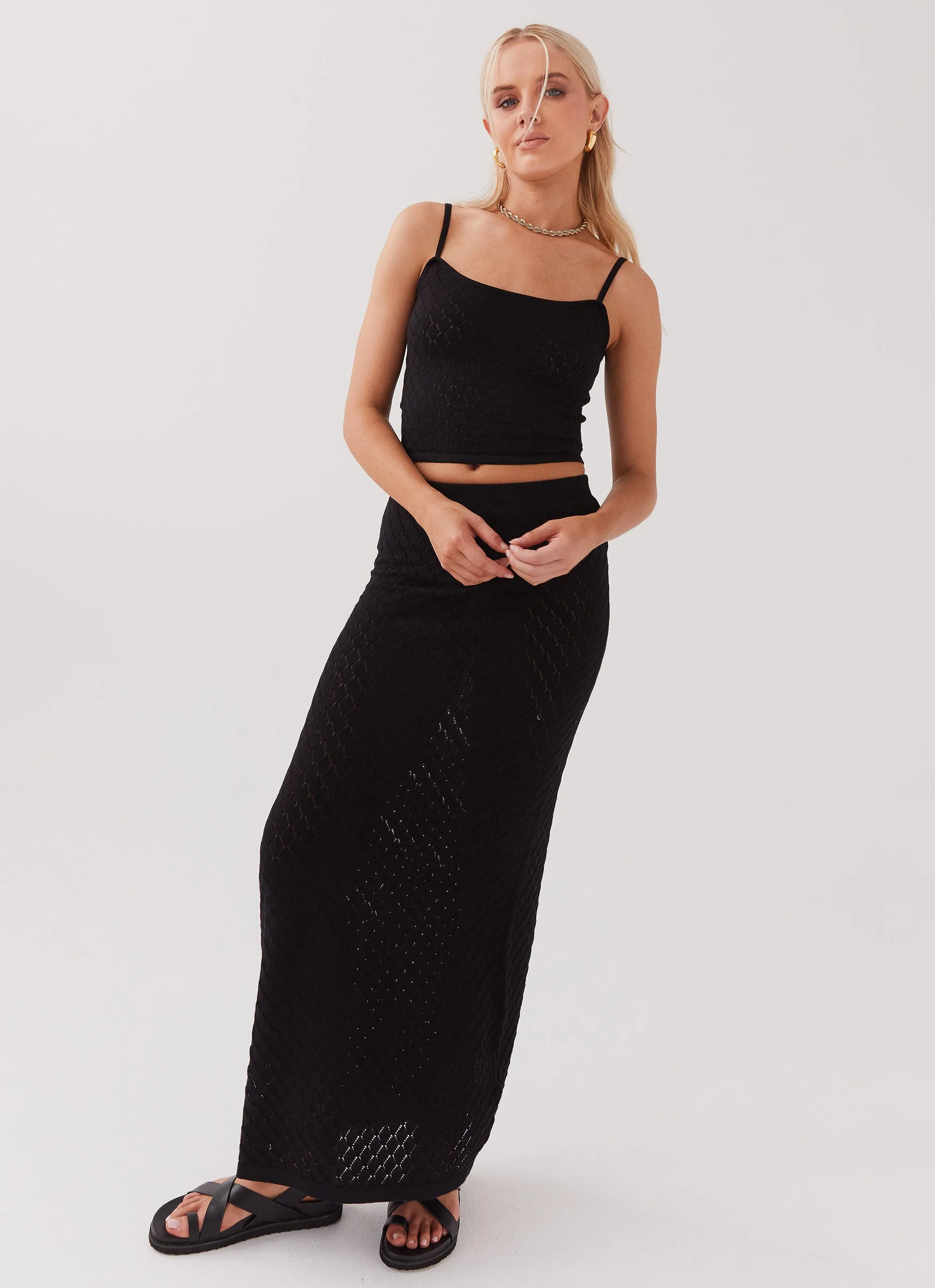 Macy Knit Maxi Skirt - Black