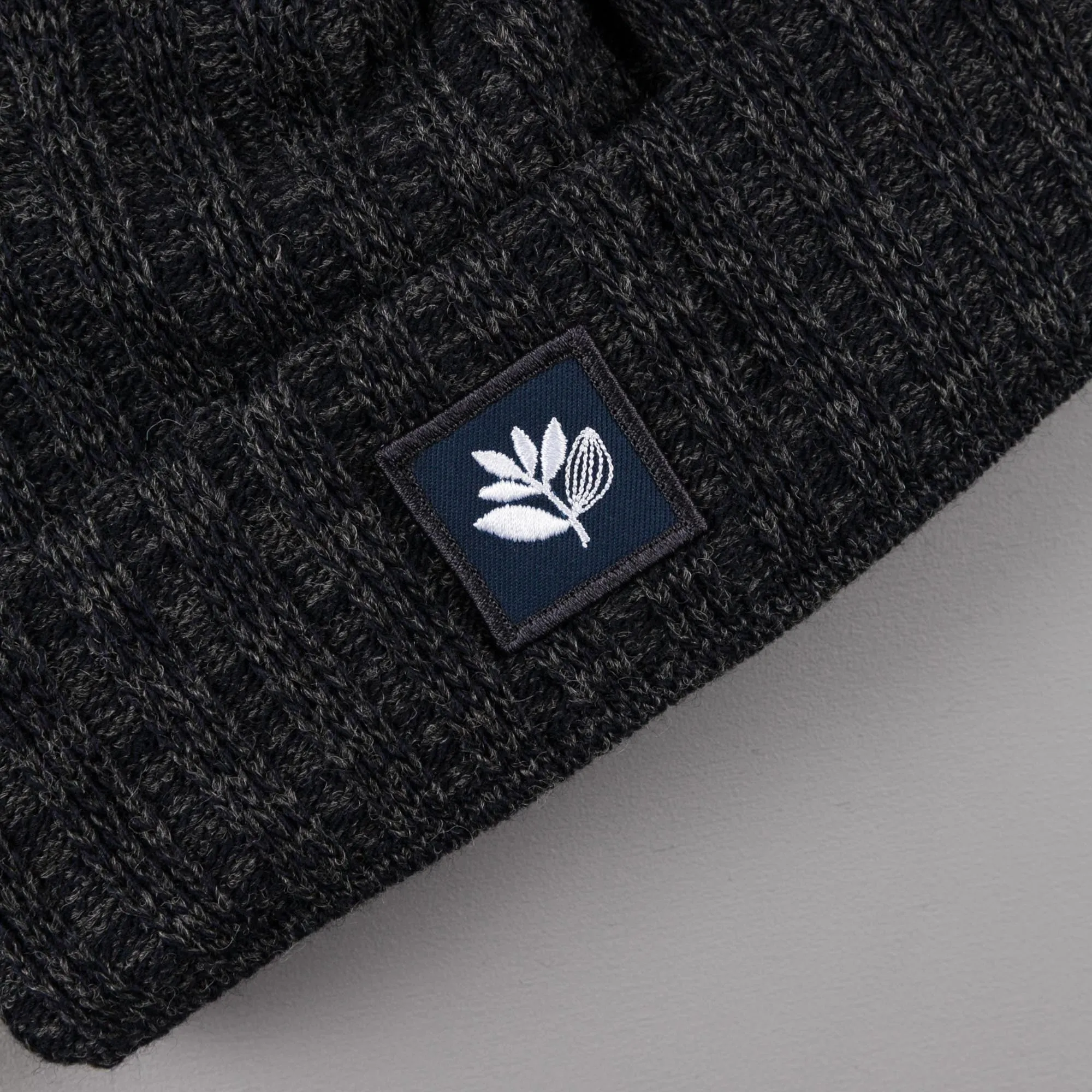 Magenta Ribbed Wool Beanie - Charcoal Blue