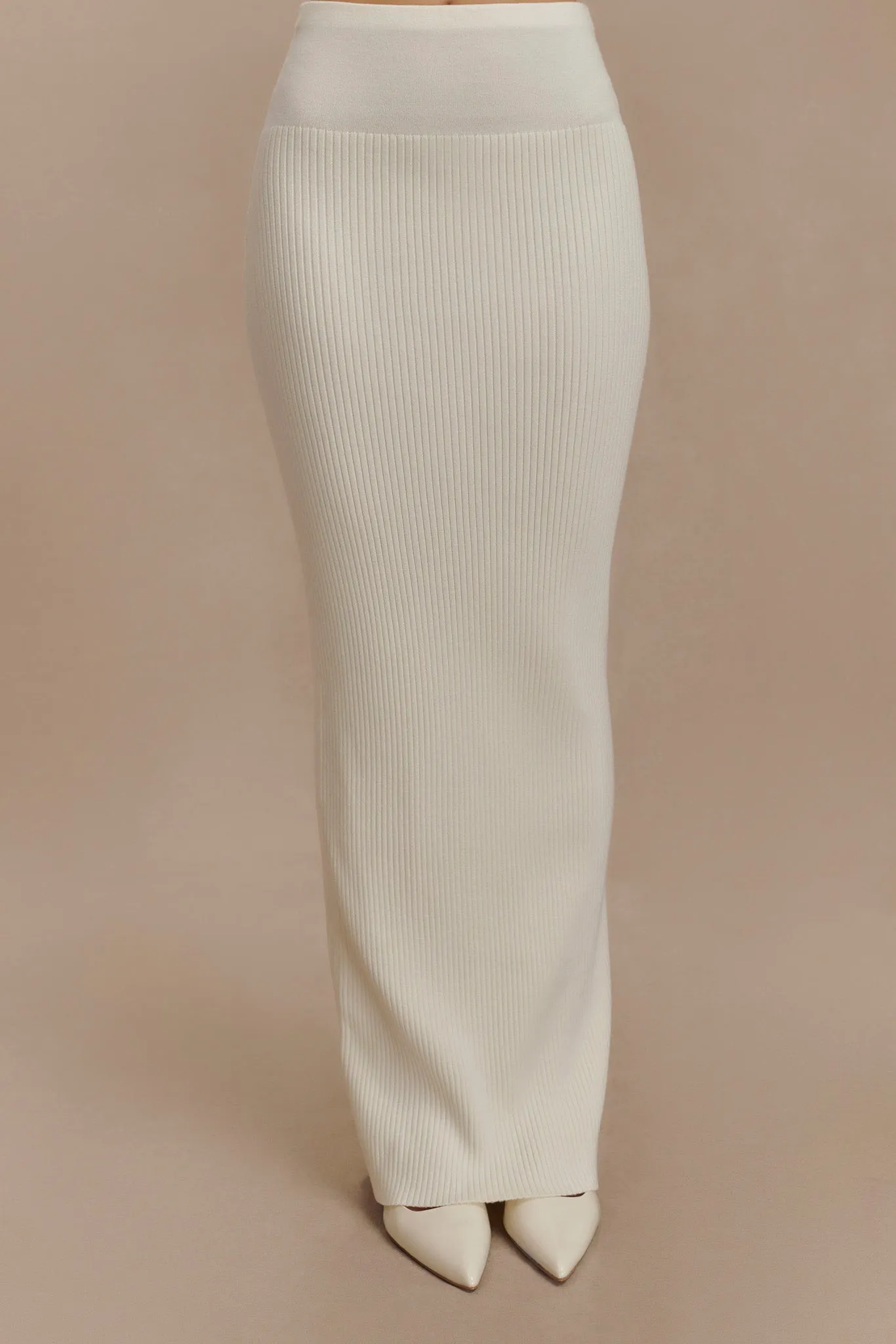 Mathilde Ribbed Knit Maxi Skirt - Ivory