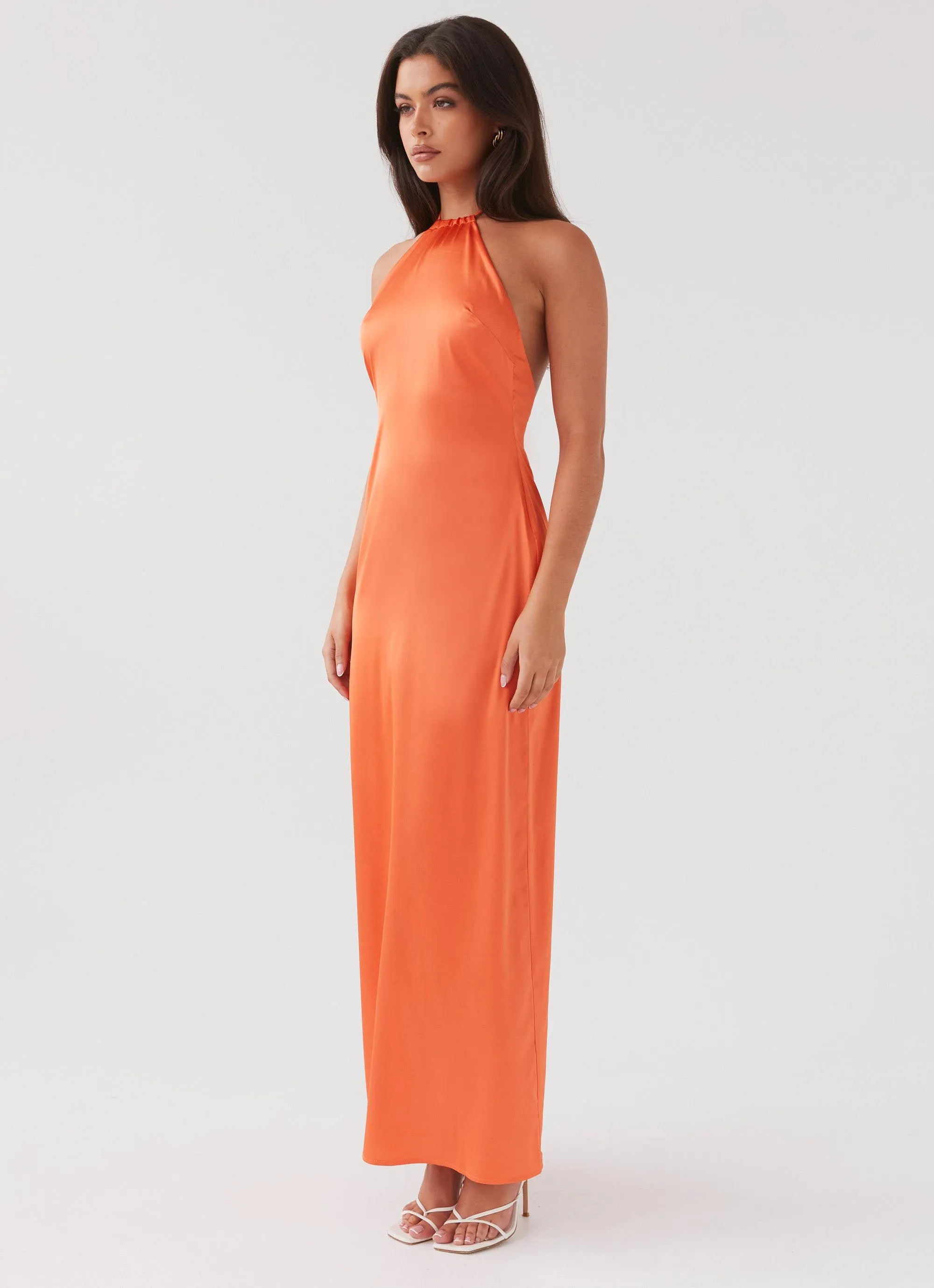 Melody Day Halterneck Maxi Dress - Tangerine