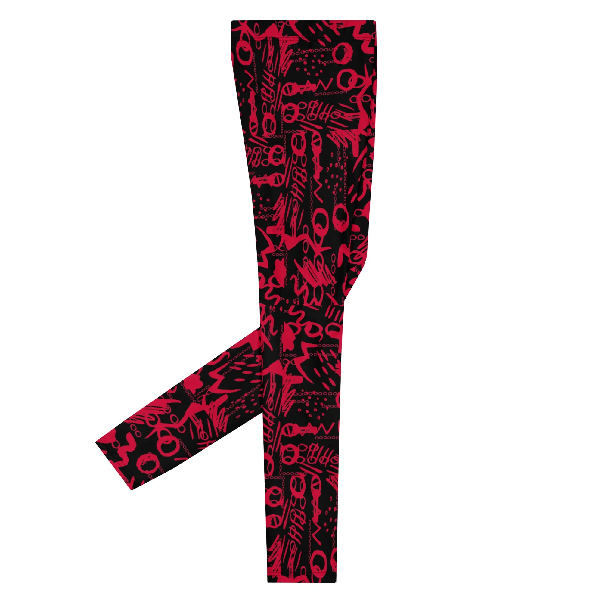 Men's Leggings, Men Gym Leggings, Wrestling Pants, Gifts for Him, Yoga Leggings, Rave Pants, Festival Tights, Black, Red