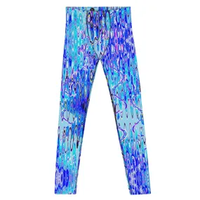 Men's Leggings, Pisces Dream, Blue, Grey, White, Party Pants, Festival, Gym, Wrestling Tights, Yoga, Man Pants