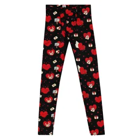 Men's Leggings, Valentines Day Leggings, Party Pants, Holiday Leggings, Red, Black Yoga Leggings, Gift for Him, Workout, Mens Tights