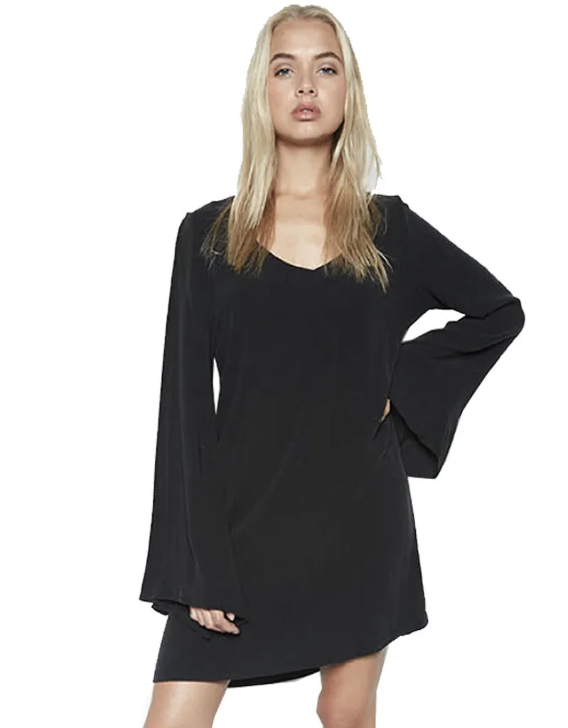 Michael Lauren Cage Bell Sleeve Mini Dress in Caviar