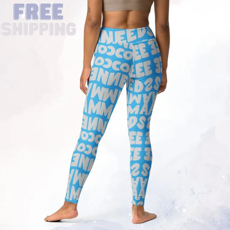 Momma Needs Coffee Blue and Gray Everyday Leggings