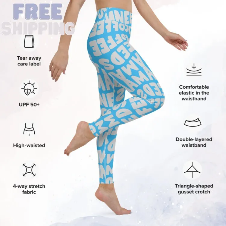 Momma Needs Coffee Blue and Gray Everyday Leggings