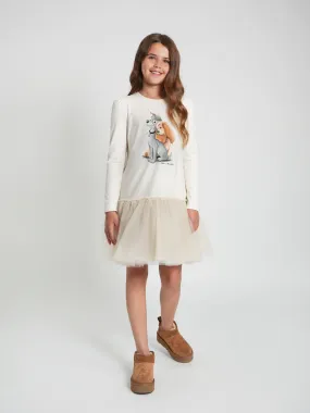 Monnalisa Girls Disney's Lady and The Tramp Dress in Ivory