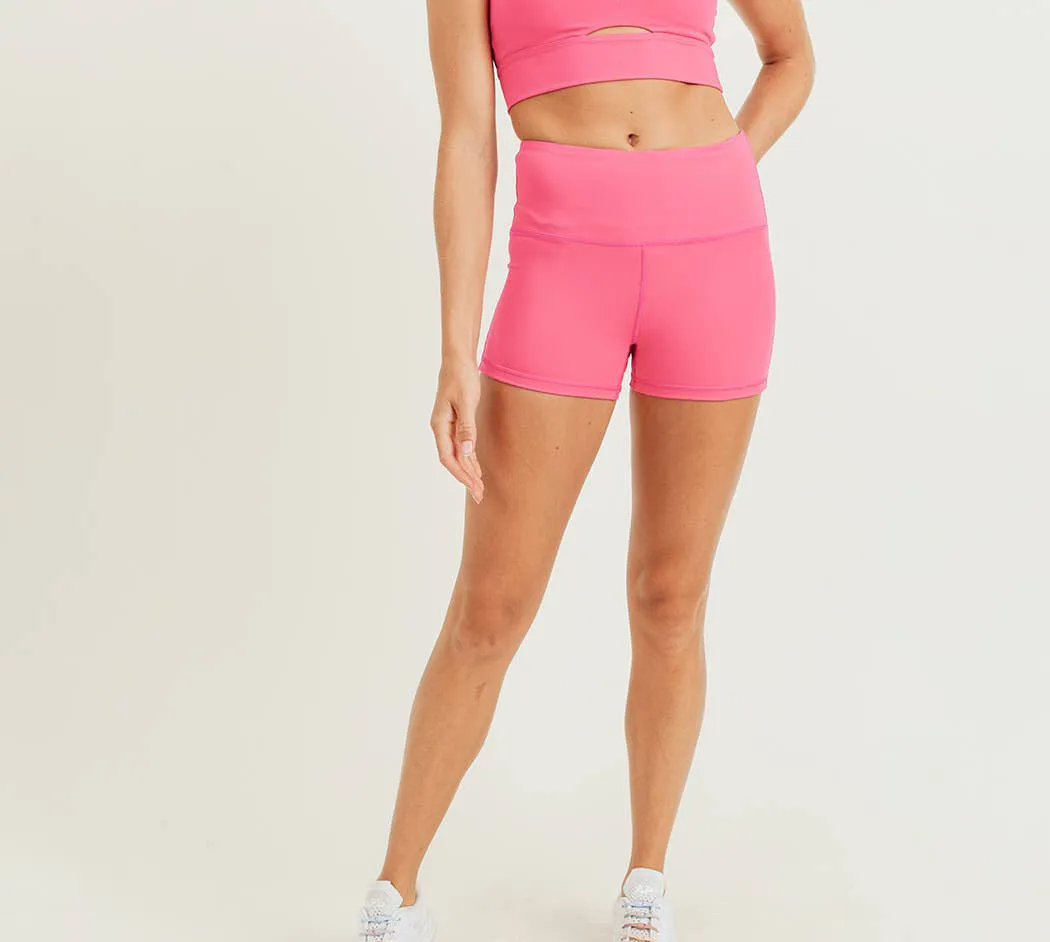 Mono B GREEN Peekaboo Sports Bra and Biker Shorts in Pink