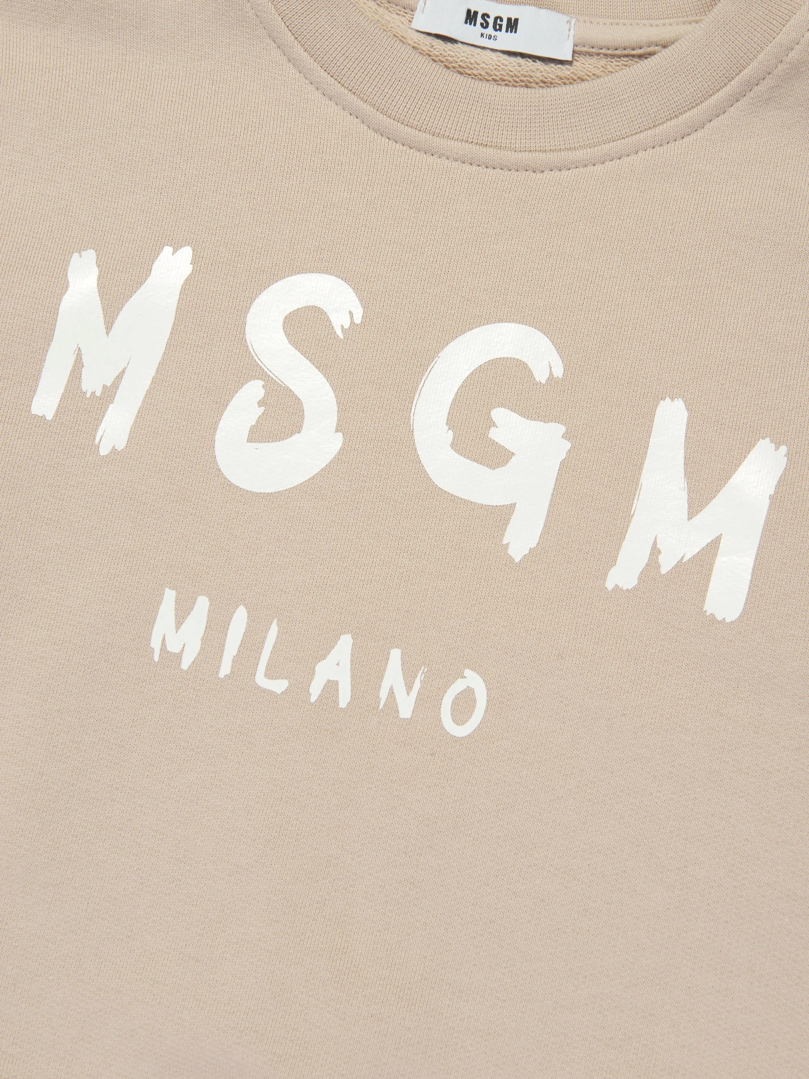 MSGM Kids Logo Sweatshirt in Beige