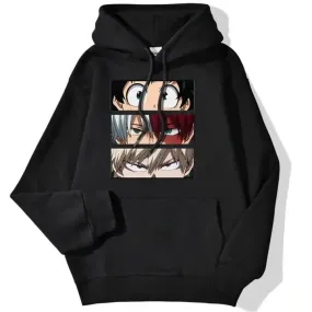 My hero anime cartoon printed pullover hoodie for men