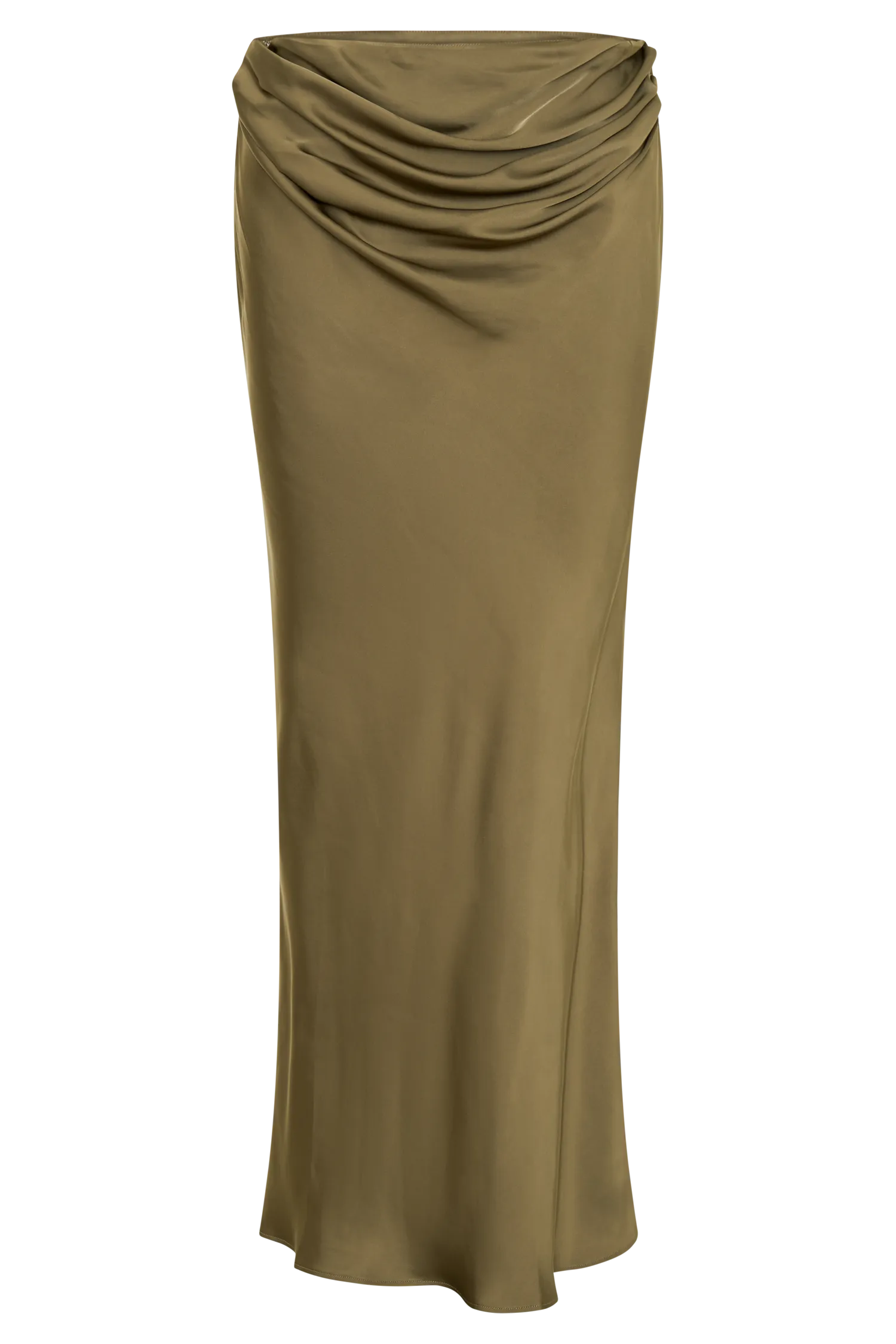 Nicola Satin Asymmetric Maxi Skirt - Basil