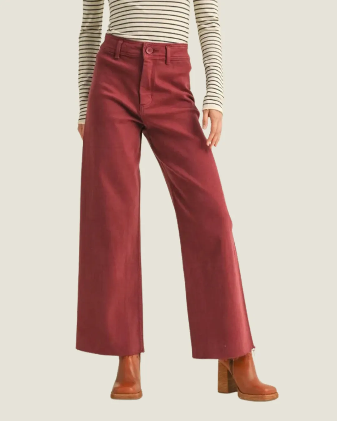 NYC Please: Maroon Straight Leg Denim Pants