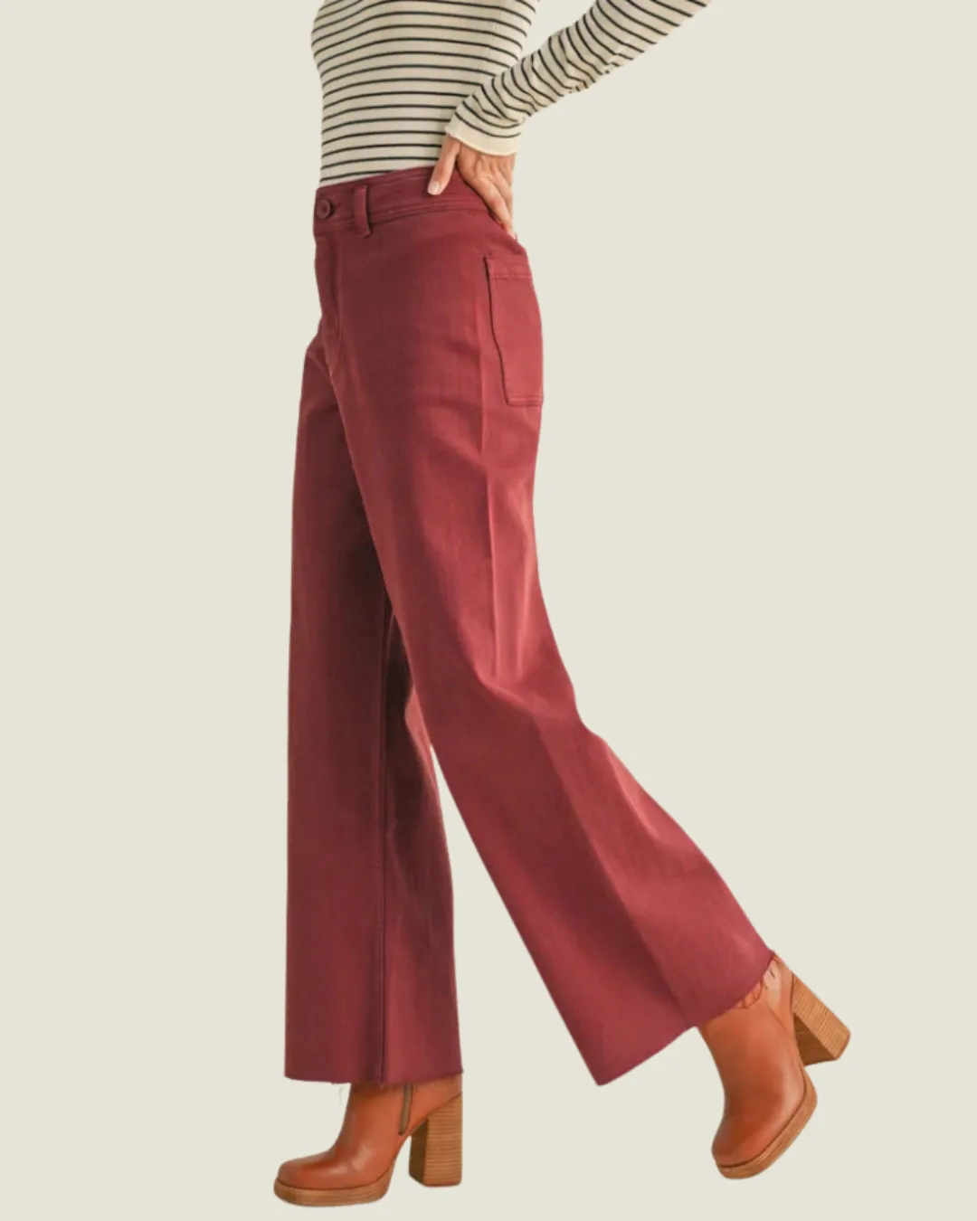 NYC Please: Maroon Straight Leg Denim Pants