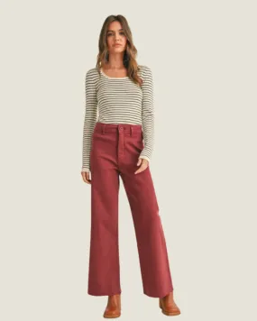 NYC Please: Maroon Straight Leg Denim Pants