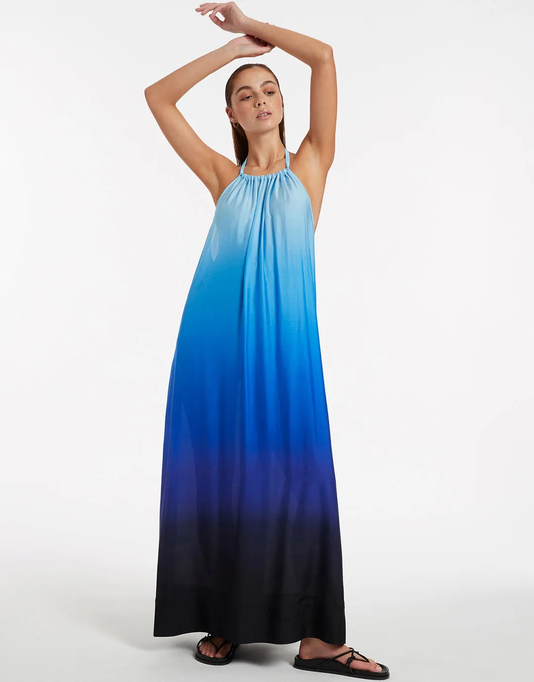 Oia Sunset Halter Maxi Dress - Ocean