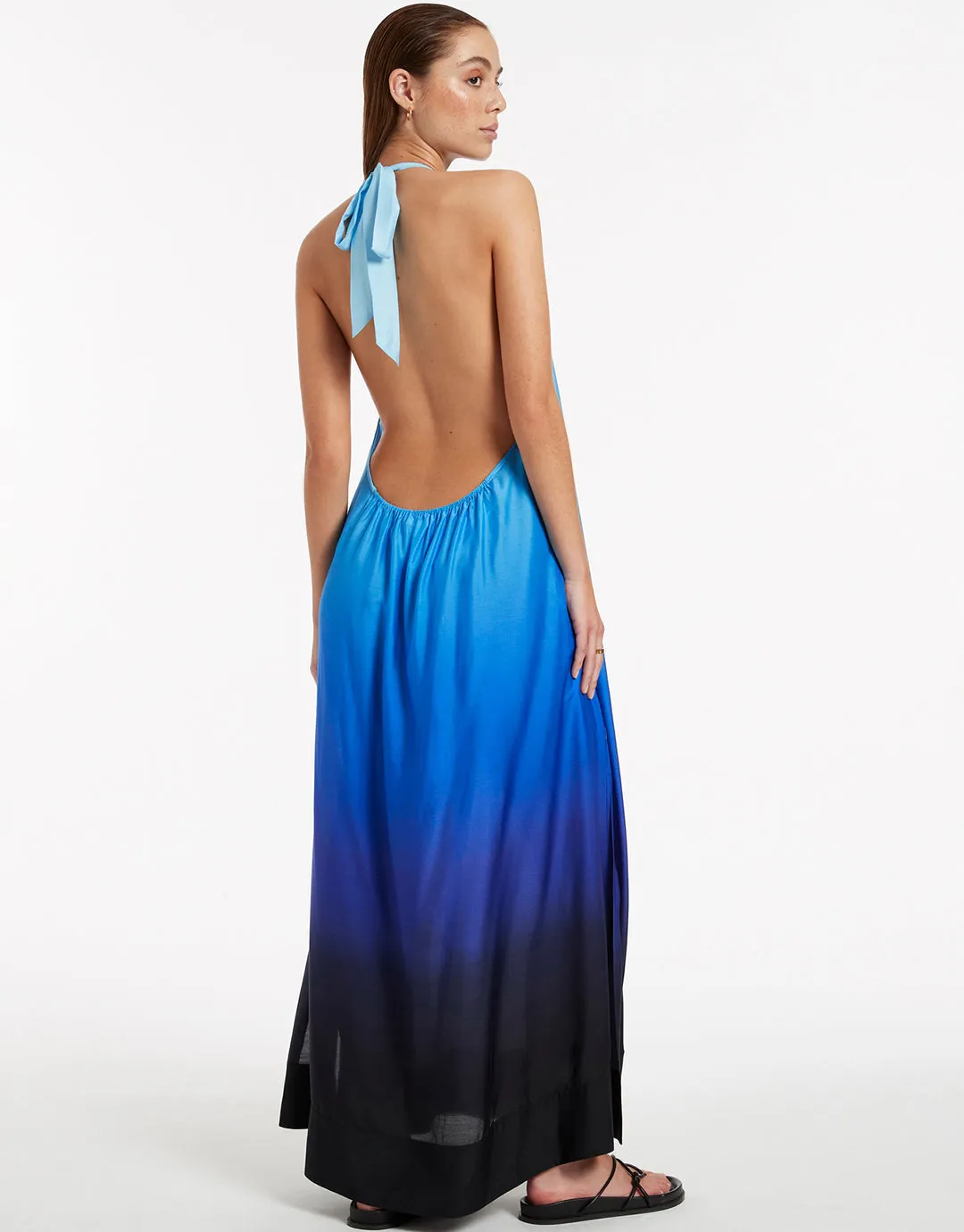 Oia Sunset Halter Maxi Dress - Ocean